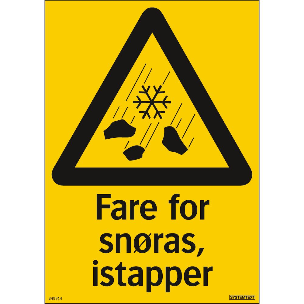 Fare for snøras, istapper - METALLSKILT.NO